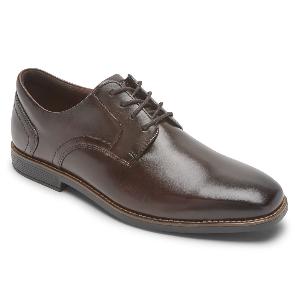 Zapatos Con Cordones Rockport Hombre Mexico - Slayter Plain Toe Shoe Marrom Oscuro - AHULZ1784